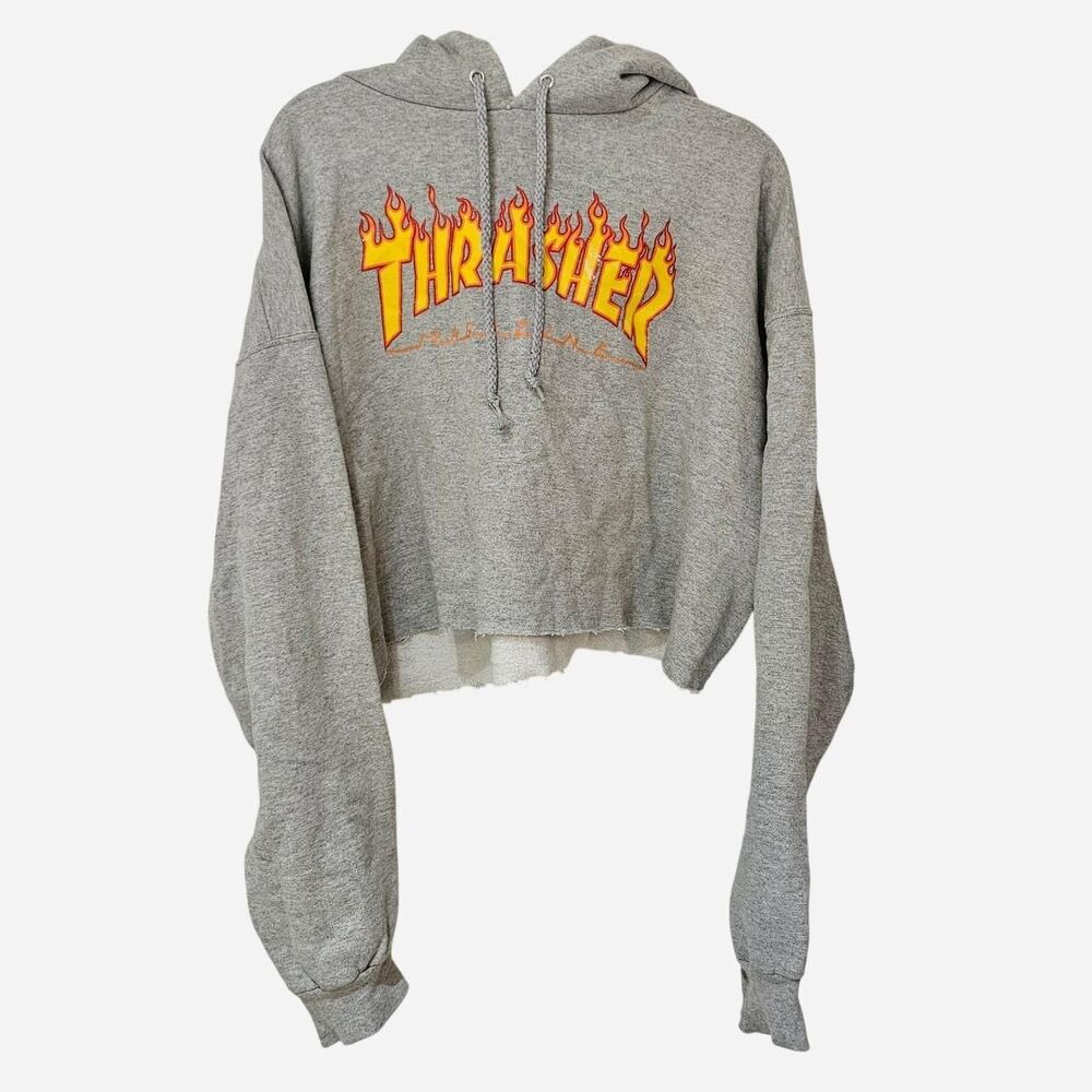 Thrasher cropped gray hoodie